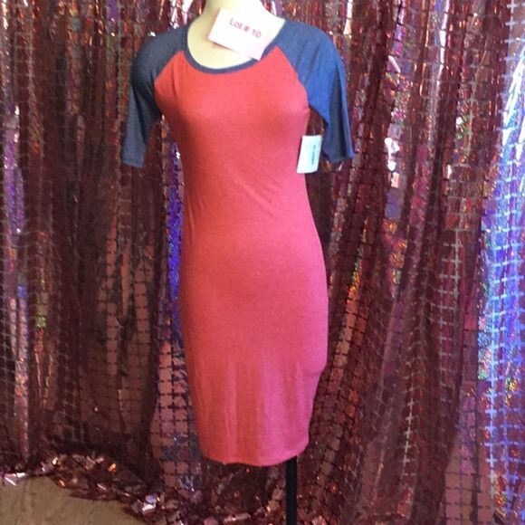 NWT LULAROE JULIA dress in size XX Small, 2 tone, red & blue - Picture 1 of 12